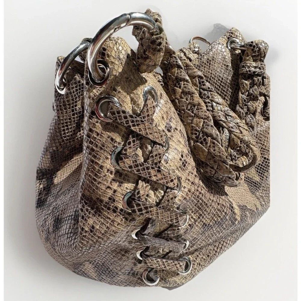 Michael Kors Python Satchel Y2K Laced Large Silver Hardware Pockets Shoulder